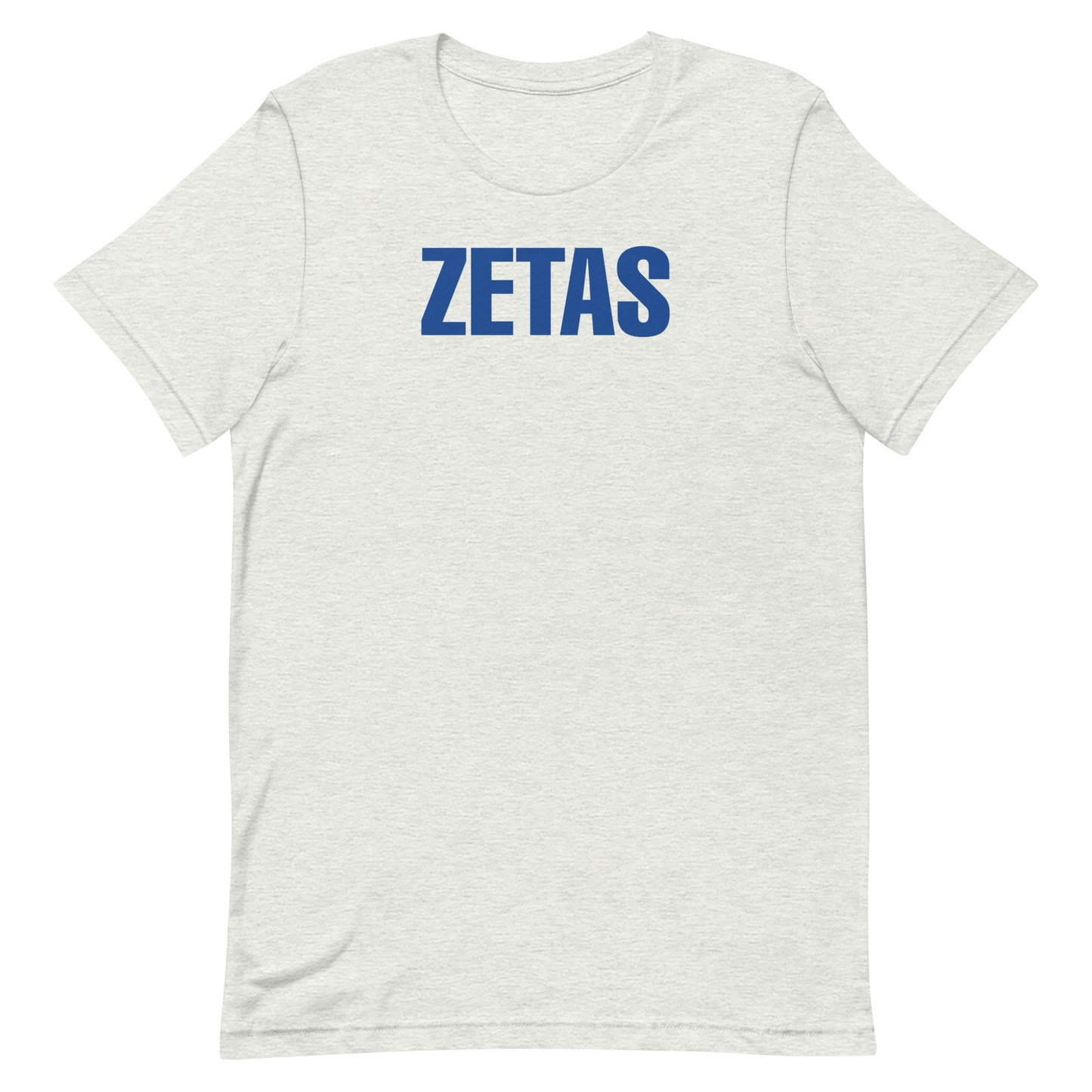 Ash Zeta Phi Beta ZETAS graphic t-shirt in royal blue lettering