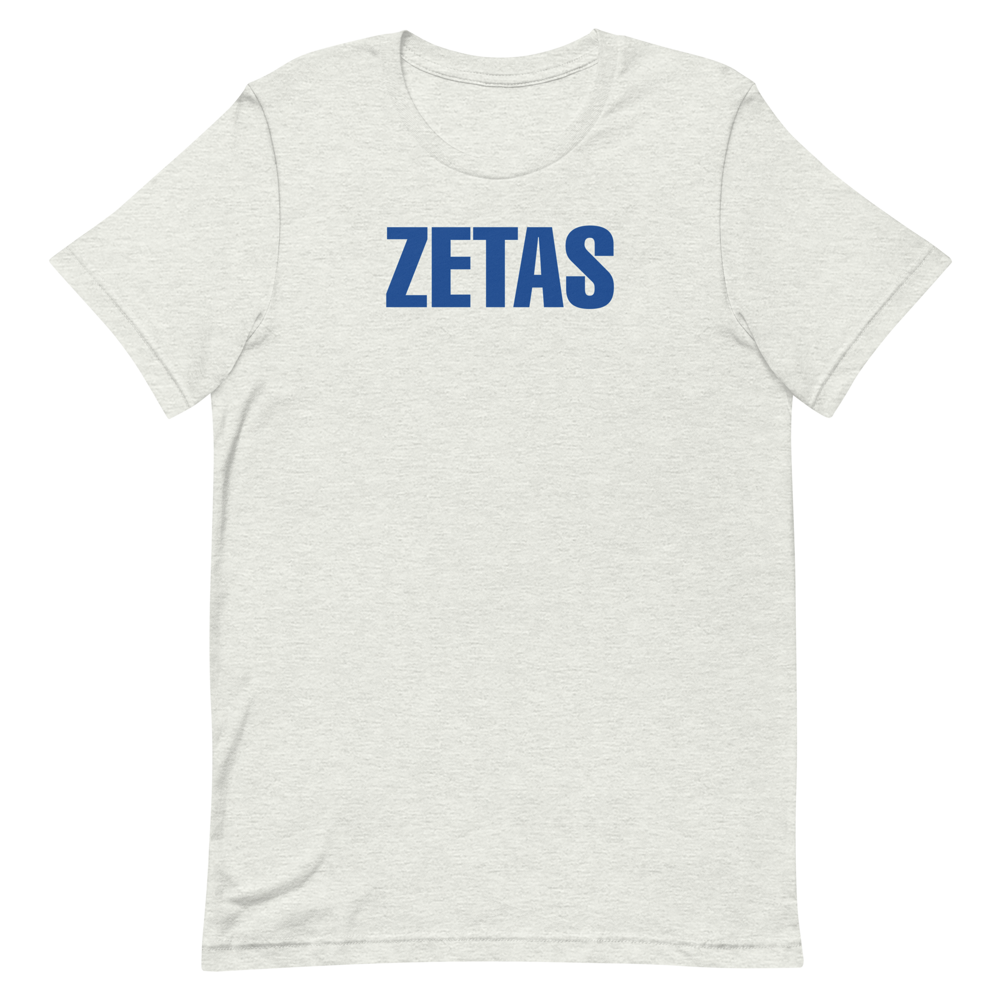 Ash Zeta Phi Beta ZETAS graphic t-shirt in royal blue lettering