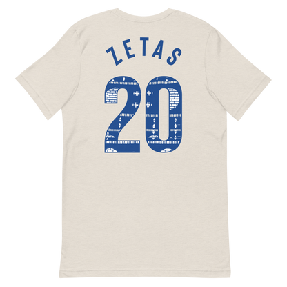 Zeta Phi Beta heather dust t-shirt with Ankara 20 graphic on back