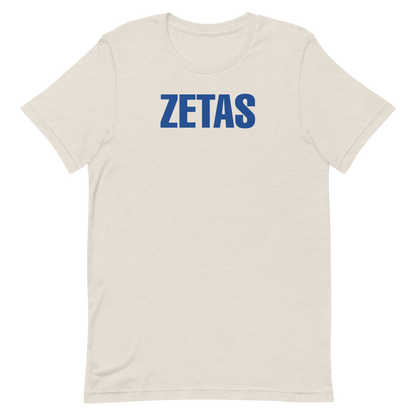 Zeta Phi Beta ZETAS design printed on heather dust t-shirt