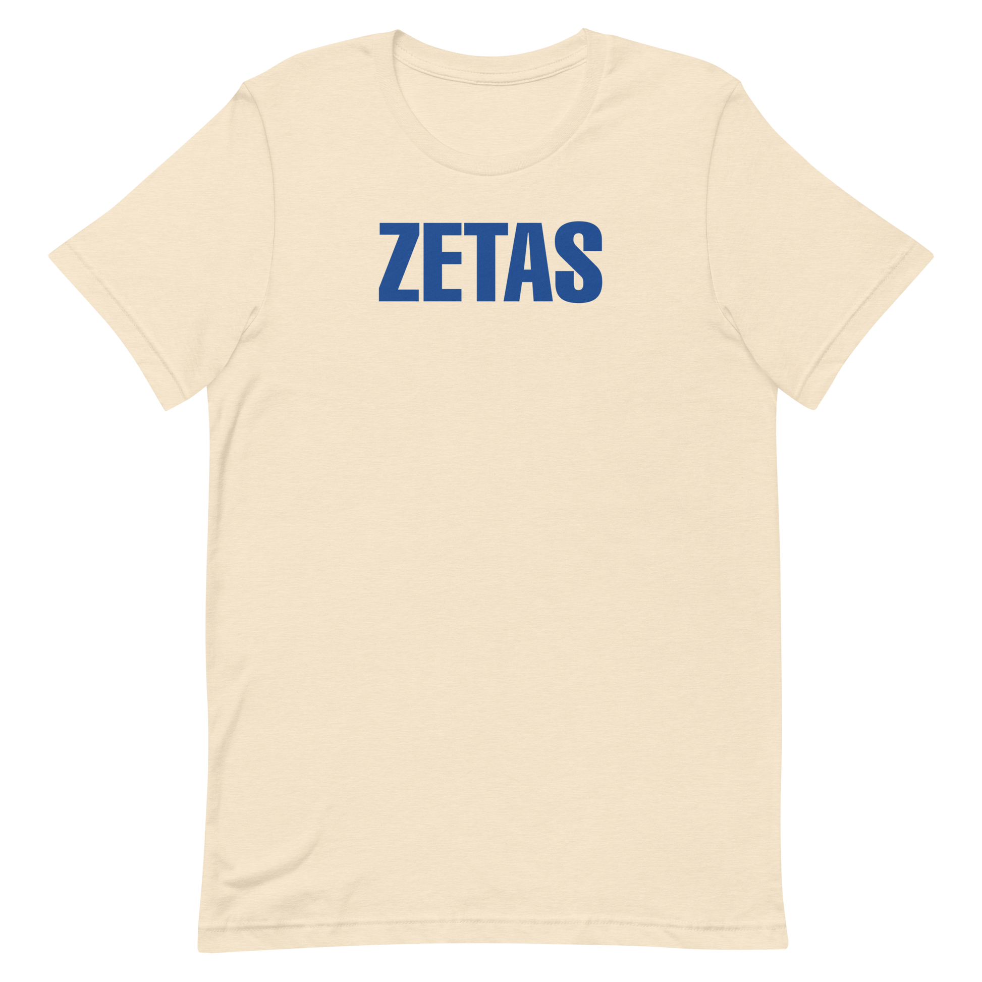 Front view of heather natural Zeta Phi Beta ZETAS graphic tee