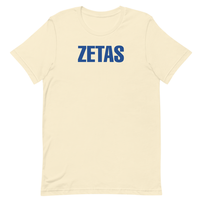 Zeta Phi Beta ZETAS royal blue graphic on natural t-shirt